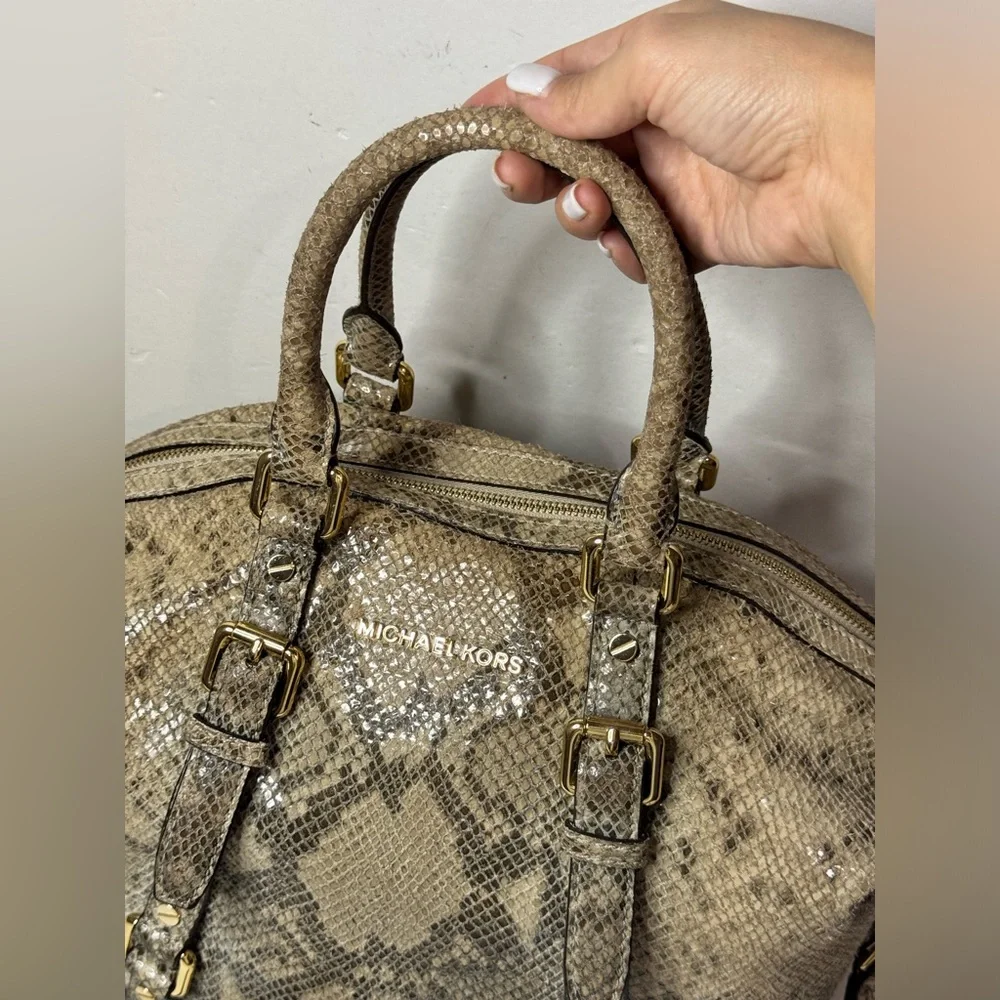 Michael Kors Leather Snakeskin Handbag Satchel Crossbody Bag